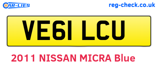 VE61LCU are the vehicle registration plates.