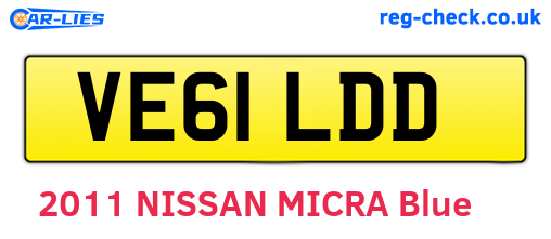 VE61LDD are the vehicle registration plates.
