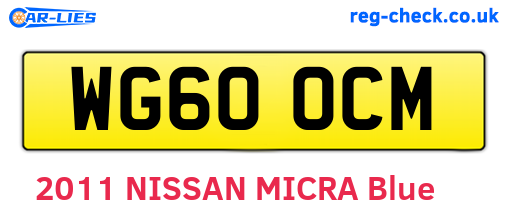 WG60OCM are the vehicle registration plates.