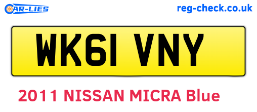 WK61VNY are the vehicle registration plates.