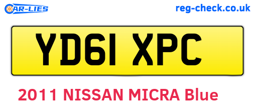 YD61XPC are the vehicle registration plates.