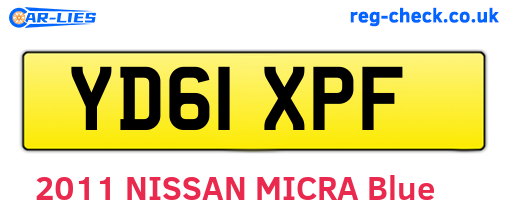 YD61XPF are the vehicle registration plates.