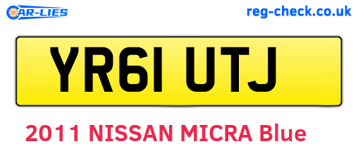 YR61UTJ are the vehicle registration plates.