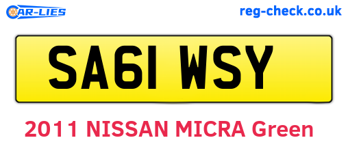 SA61WSY are the vehicle registration plates.