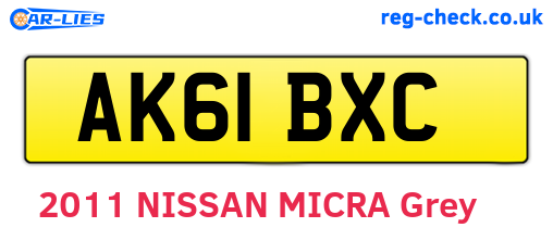 AK61BXC are the vehicle registration plates.