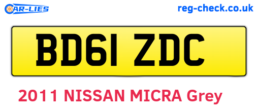 BD61ZDC are the vehicle registration plates.
