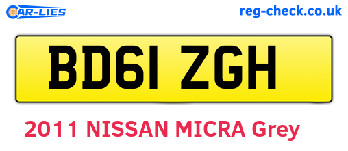 BD61ZGH are the vehicle registration plates.