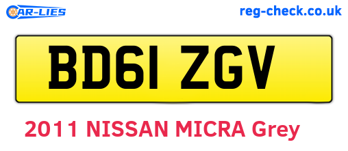 BD61ZGV are the vehicle registration plates.