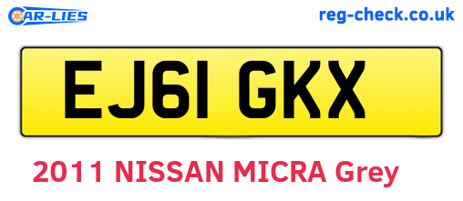 EJ61GKX are the vehicle registration plates.