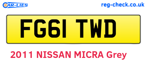 FG61TWD are the vehicle registration plates.