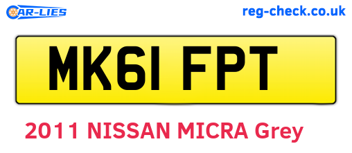 MK61FPT are the vehicle registration plates.