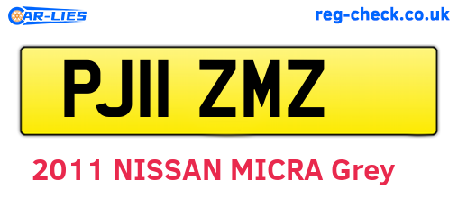 PJ11ZMZ are the vehicle registration plates.