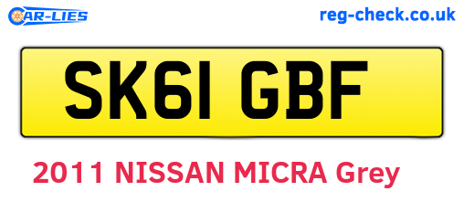 SK61GBF are the vehicle registration plates.