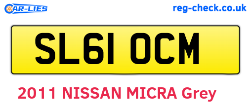 SL61OCM are the vehicle registration plates.