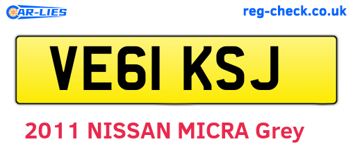 VE61KSJ are the vehicle registration plates.