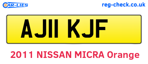 AJ11KJF are the vehicle registration plates.