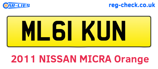 ML61KUN are the vehicle registration plates.