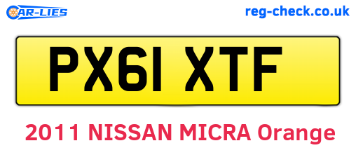 PX61XTF are the vehicle registration plates.