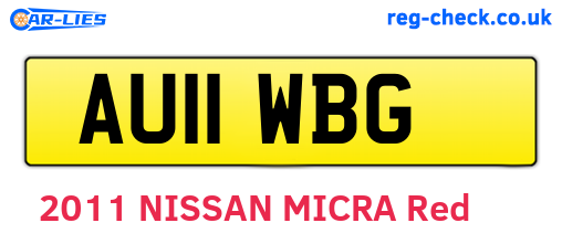 AU11WBG are the vehicle registration plates.