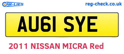 AU61SYE are the vehicle registration plates.