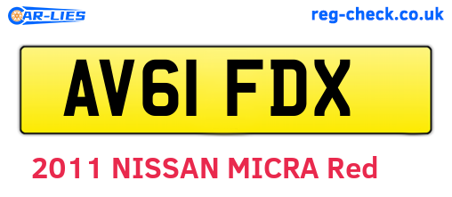 AV61FDX are the vehicle registration plates.