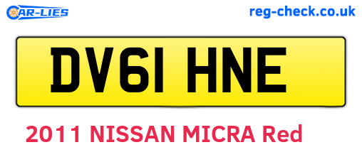 DV61HNE are the vehicle registration plates.