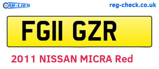 FG11GZR are the vehicle registration plates.