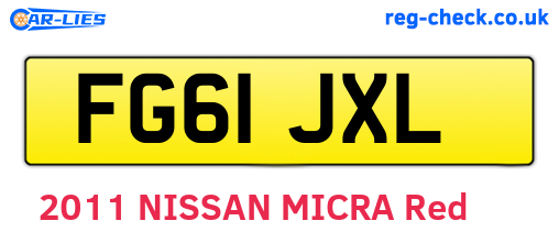 FG61JXL are the vehicle registration plates.