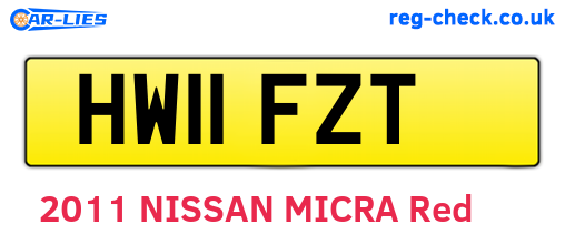 HW11FZT are the vehicle registration plates.
