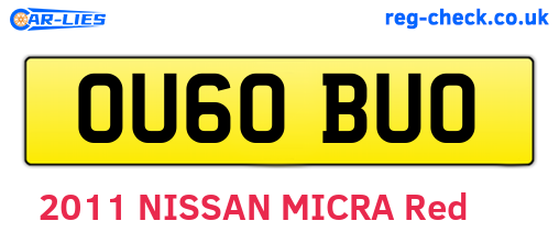 OU60BUO are the vehicle registration plates.