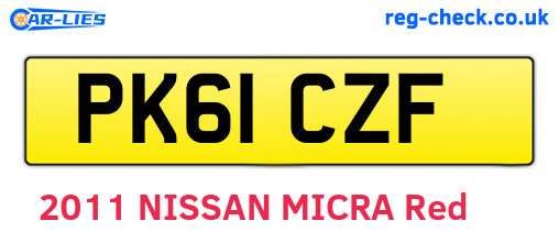 PK61CZF are the vehicle registration plates.