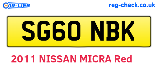 SG60NBK are the vehicle registration plates.