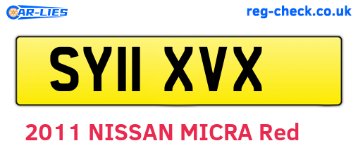 SY11XVX are the vehicle registration plates.