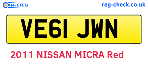 VE61JWN are the vehicle registration plates.
