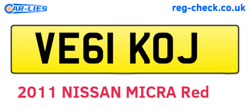 VE61KOJ are the vehicle registration plates.