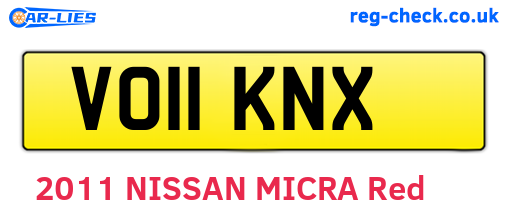 VO11KNX are the vehicle registration plates.