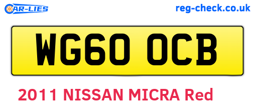 WG60OCB are the vehicle registration plates.