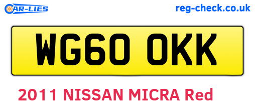 WG60OKK are the vehicle registration plates.