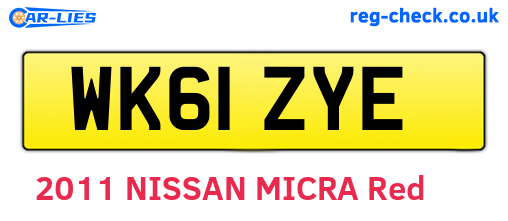 WK61ZYE are the vehicle registration plates.
