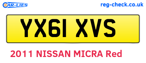 YX61XVS are the vehicle registration plates.