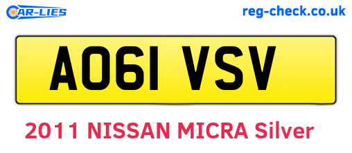 AO61VSV are the vehicle registration plates.