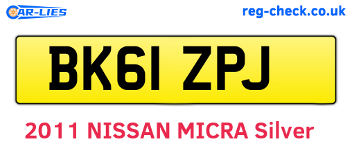 BK61ZPJ are the vehicle registration plates.