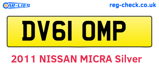 DV61OMP are the vehicle registration plates.