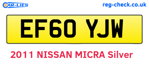 EF60YJW are the vehicle registration plates.