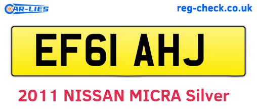 EF61AHJ are the vehicle registration plates.