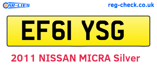 EF61YSG are the vehicle registration plates.