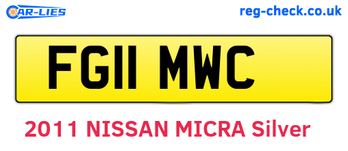 FG11MWC are the vehicle registration plates.