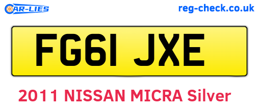 FG61JXE are the vehicle registration plates.