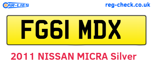 FG61MDX are the vehicle registration plates.