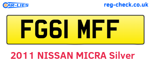FG61MFF are the vehicle registration plates.